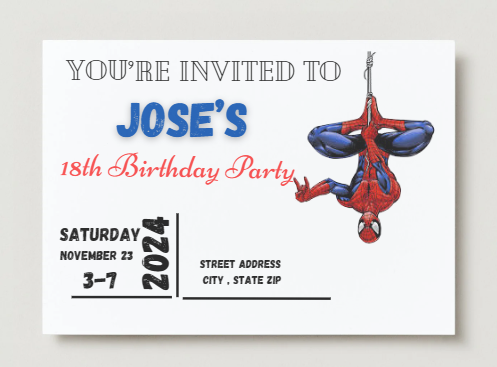 Virtual Spiderman Birthday Party Invitation