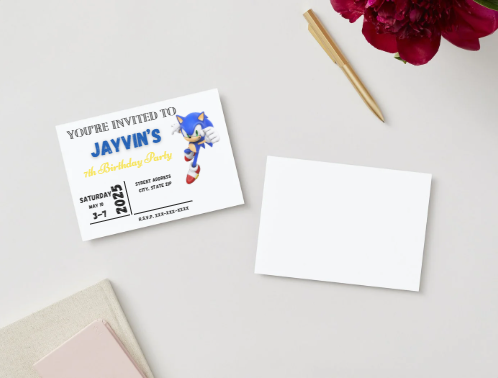 Sonic Birthday Party Invitation